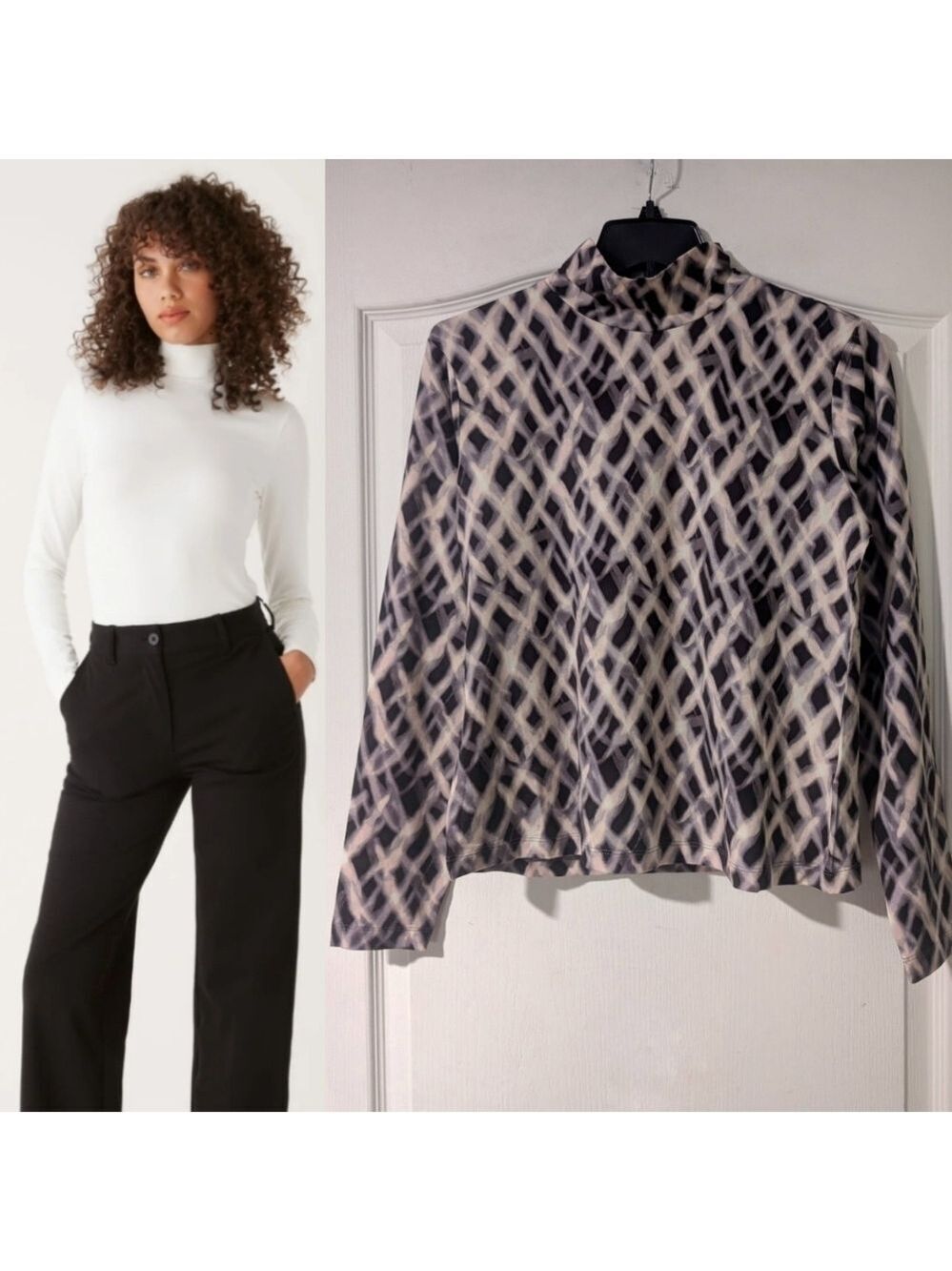 NWT Frank And Oak | Long Sleeve Printed Mockneck Top